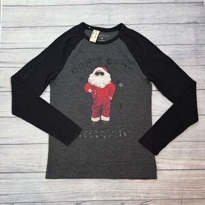 Aeropostale Santa Graphic Raglan Tee Black & Gray/men size Medium